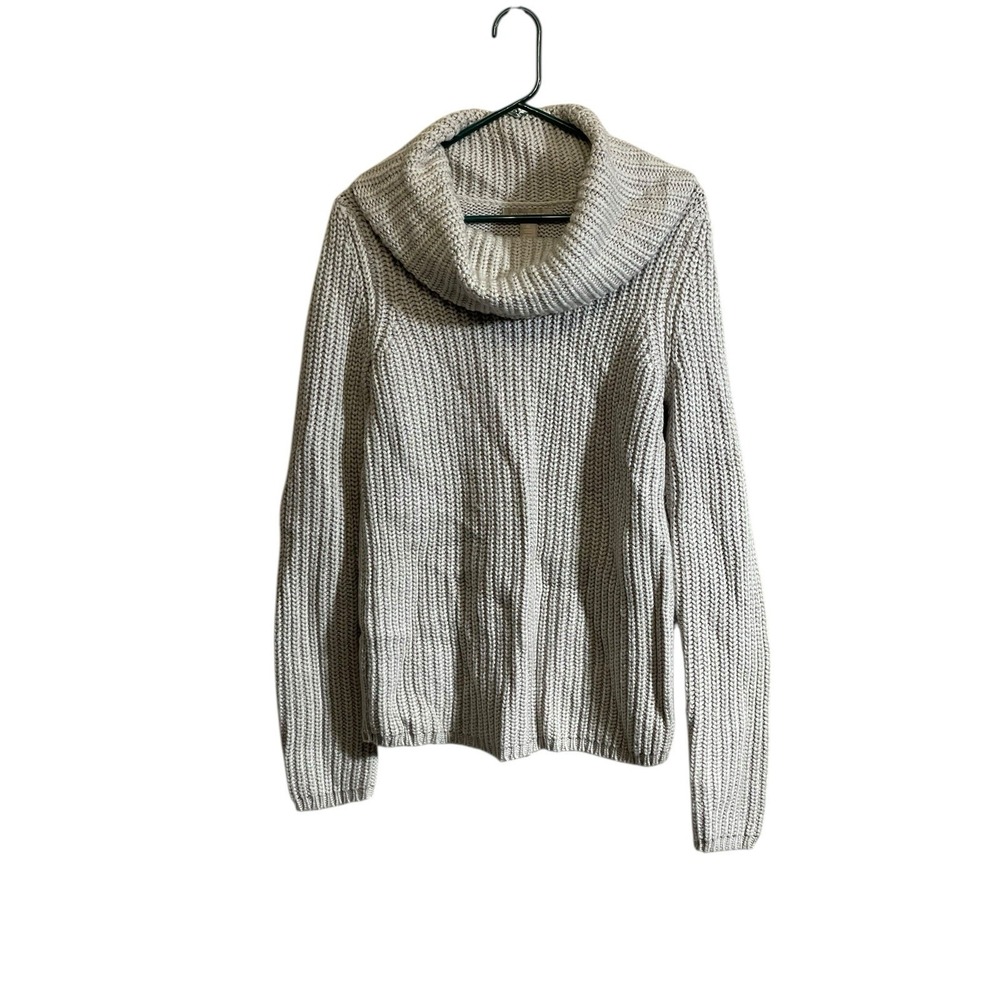 Banana Republic Sweater Womens Medium Gray Wool Blend Chunky Cowl Neck